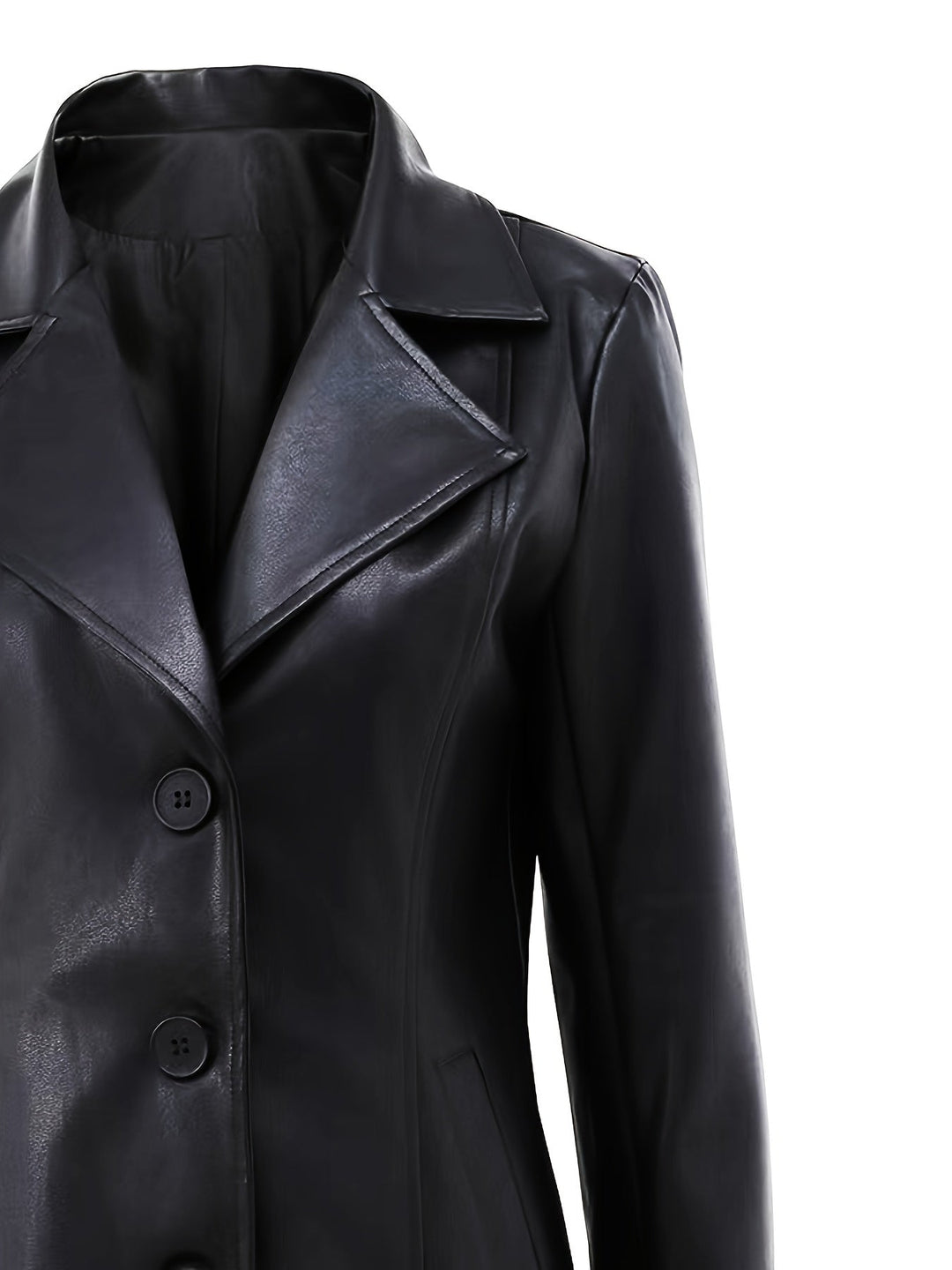 Women's Slim Fit Leather-Look Trench Coat 6