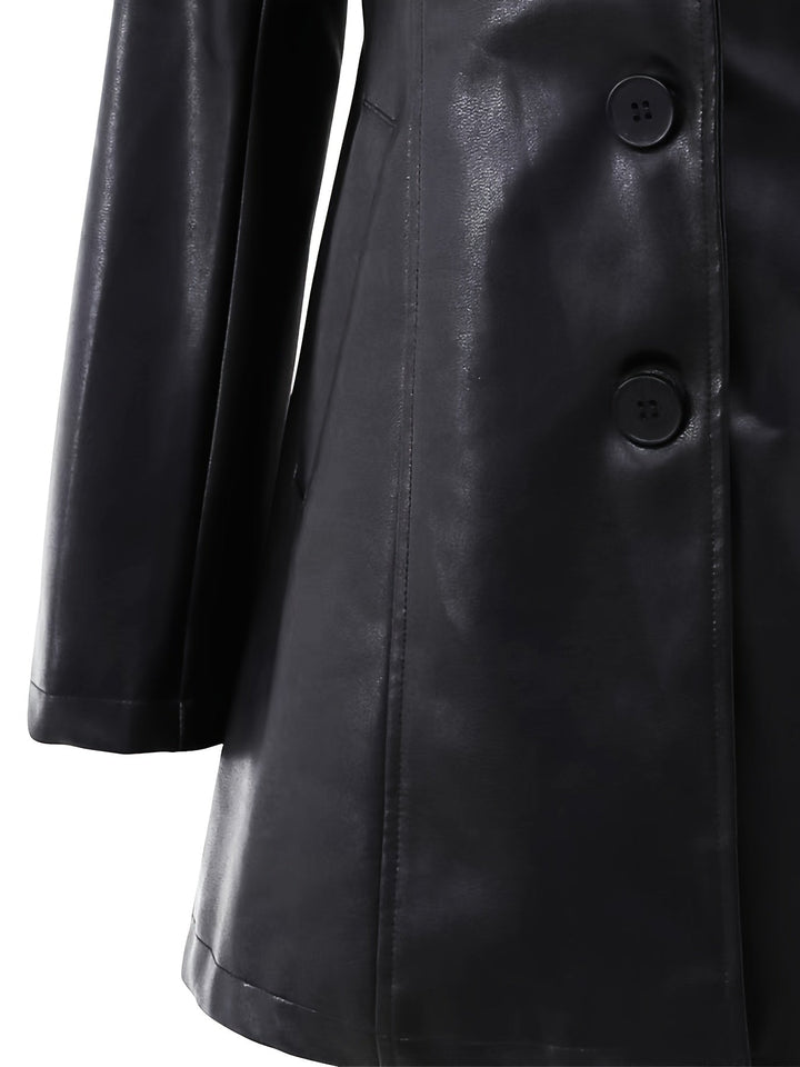 Women's Slim Fit Leather-Look Trench Coat 7