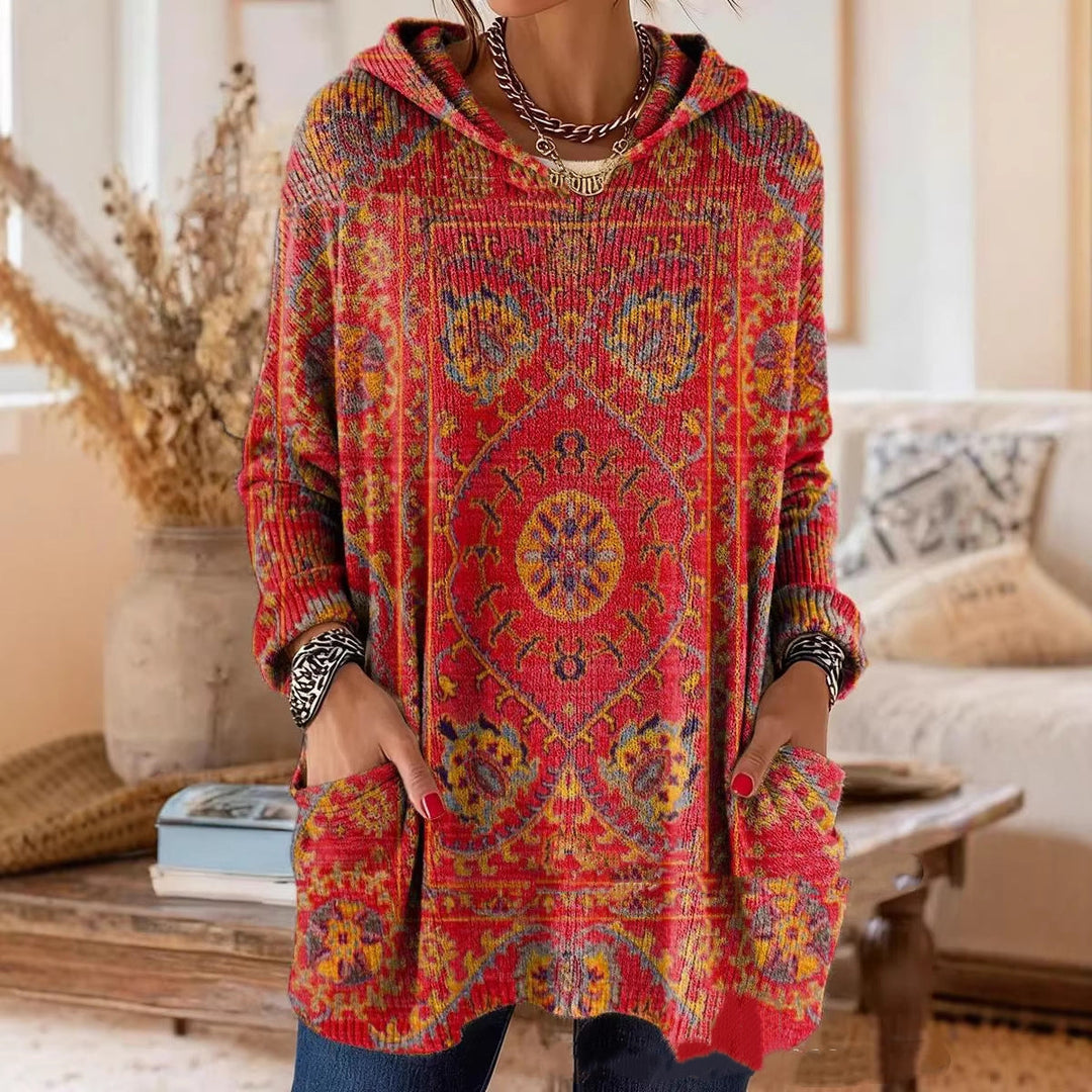 Women's Bohemian Hooded Print Tunic