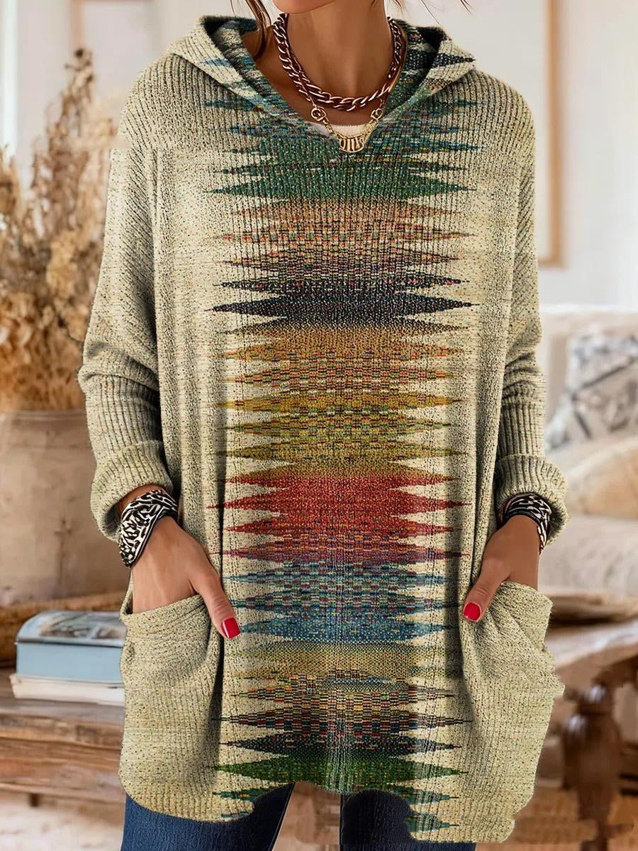 Women's Bohemian Hooded Print Tunic