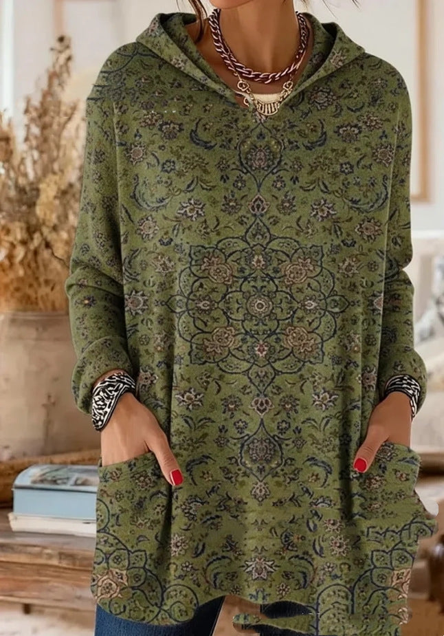 Women's Bohemian Hooded Print Tunic