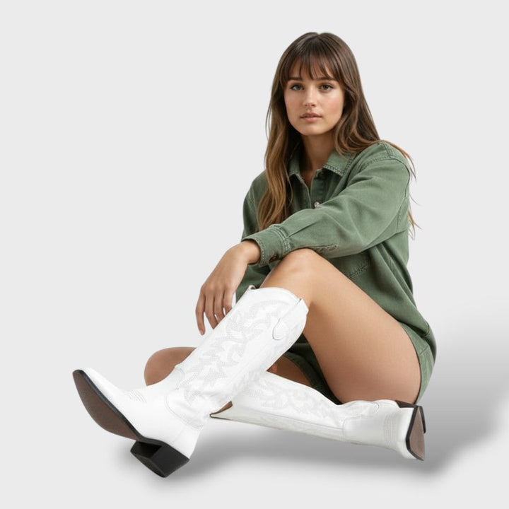 Gladys | Women's Western Embroidered Knee High Heel Boots