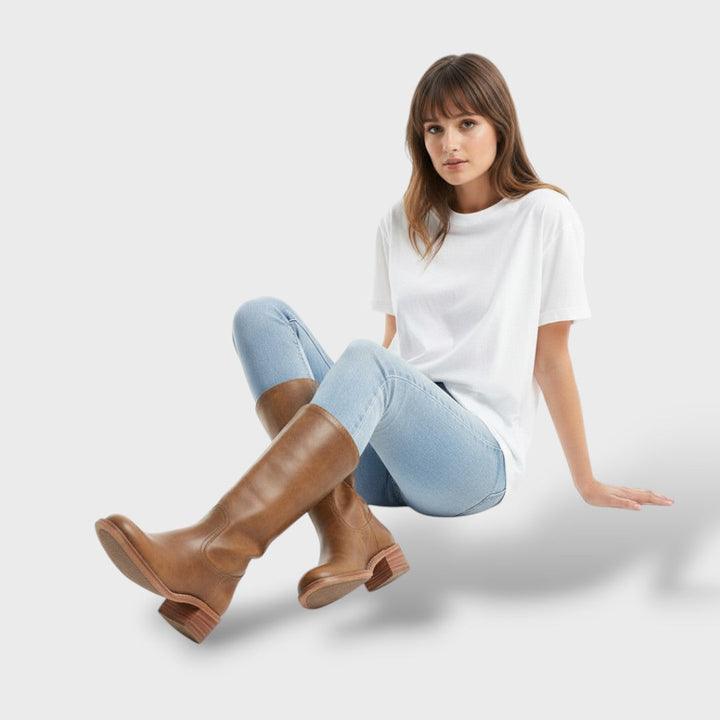Joyce | Women's Structured Sole Knee High Heel Boots