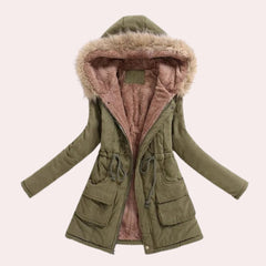 Neala | Women's Hooded Faux Fur Trim Fleece Lined Parka Jacket