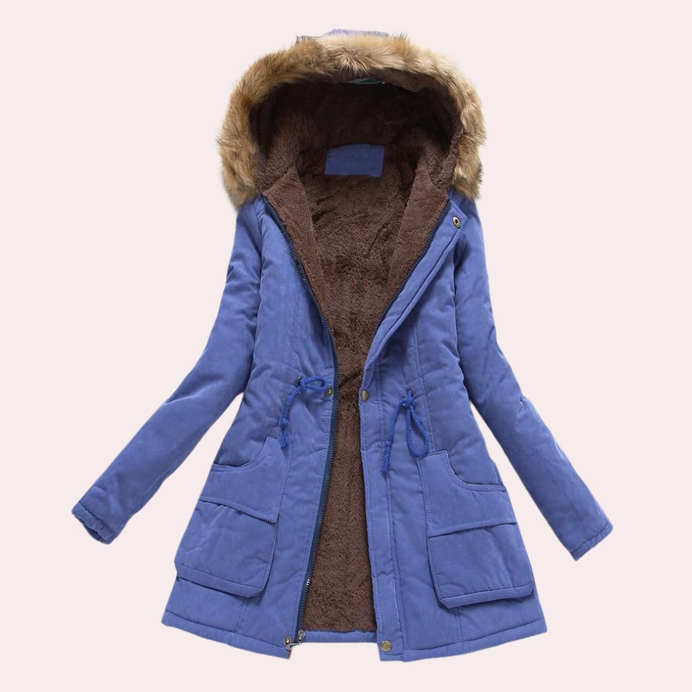 Women's Hooded Faux Fur Trim Fleece Lined Parka Jacket 3