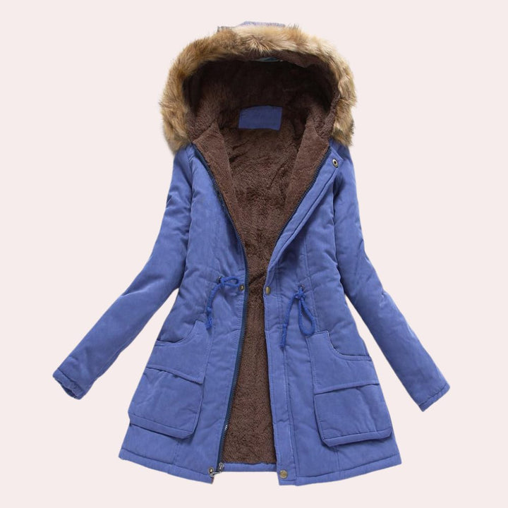 Women's Hooded Faux Fur Trim Fleece Lined Parka Jacket 3