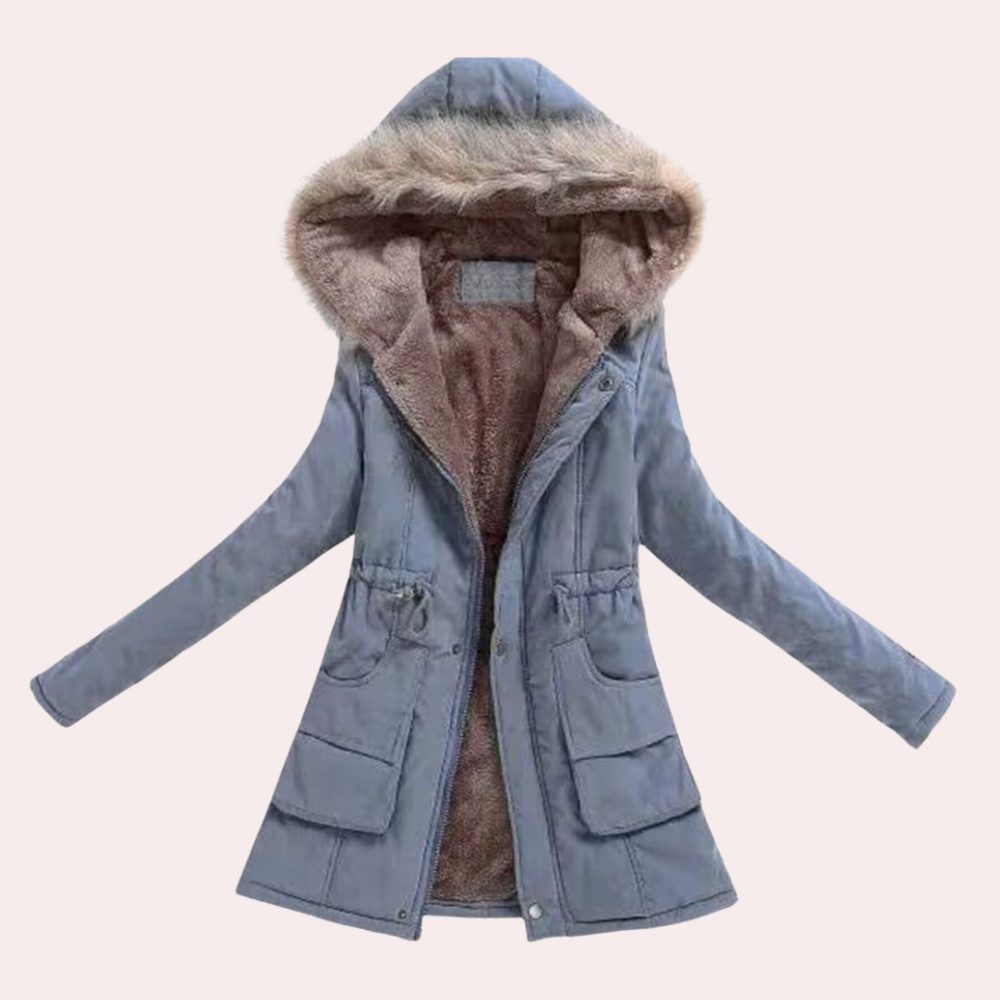 Women's Hooded Faux Fur Trim Fleece Lined Parka Jacket 4