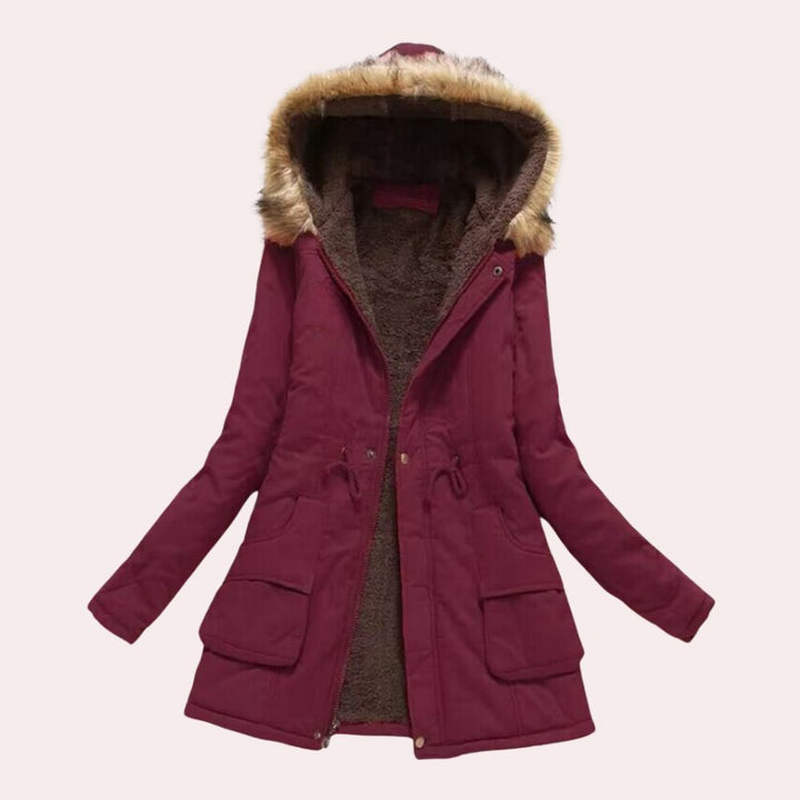 Women's Hooded Faux Fur Trim Fleece Lined Parka Jacket 6