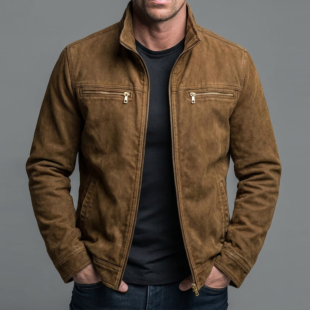 Lorcan | Men's Washed Cotton Zip-Up Jacket