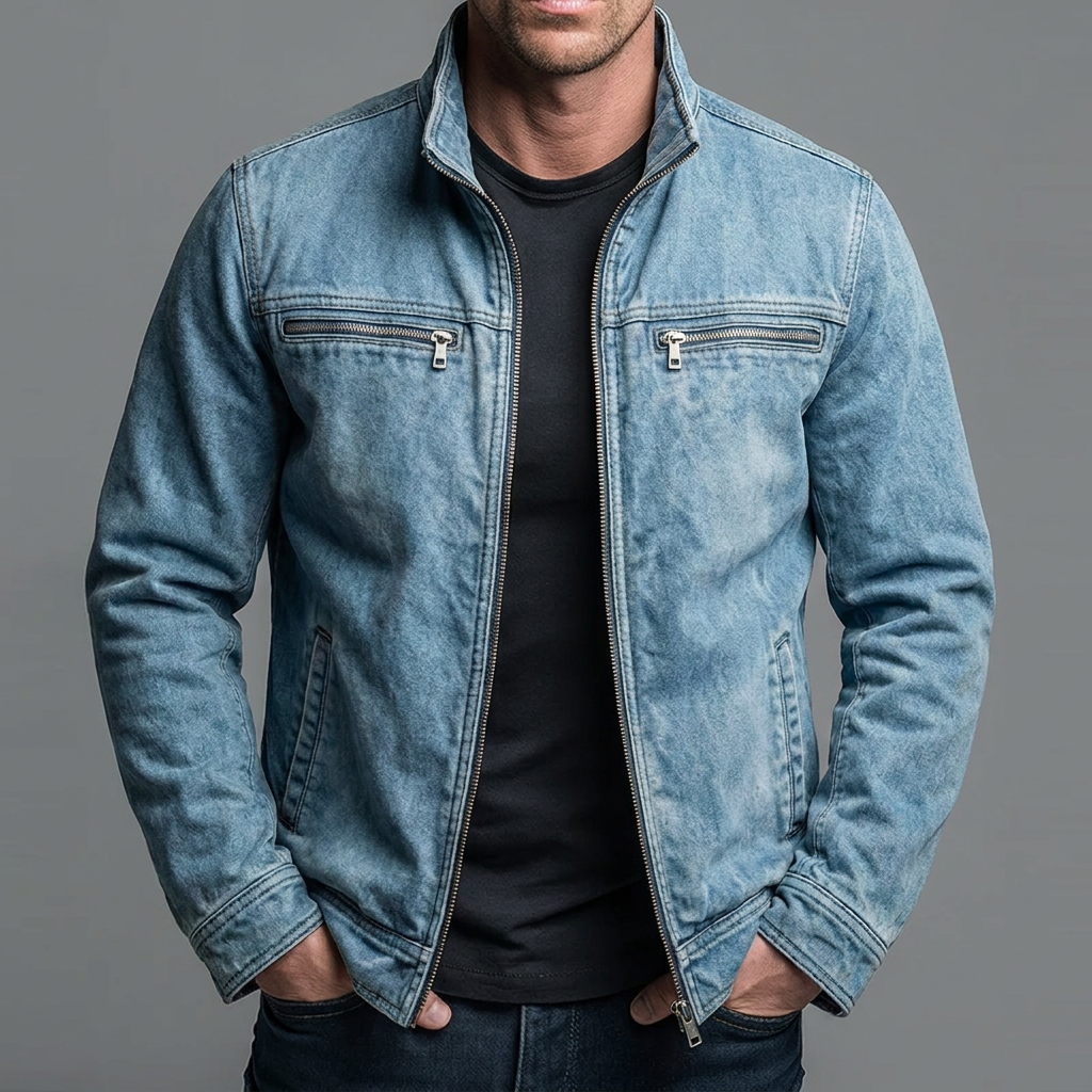 Lorcan | Men's Washed Cotton Zip-Up Jacket