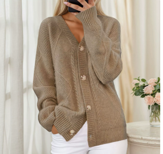 Orla | Women's Wool-Blend Ribbed Knitted Cardigan