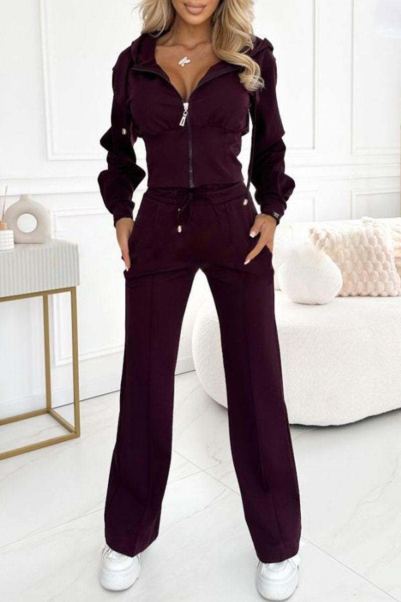 Women's Zip Front Cropped Tracksuit Set Co Ord 3