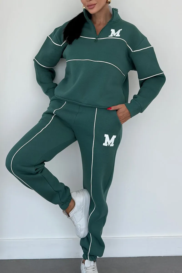 Women's Funnel Neck Piped Tracksuit Set 4