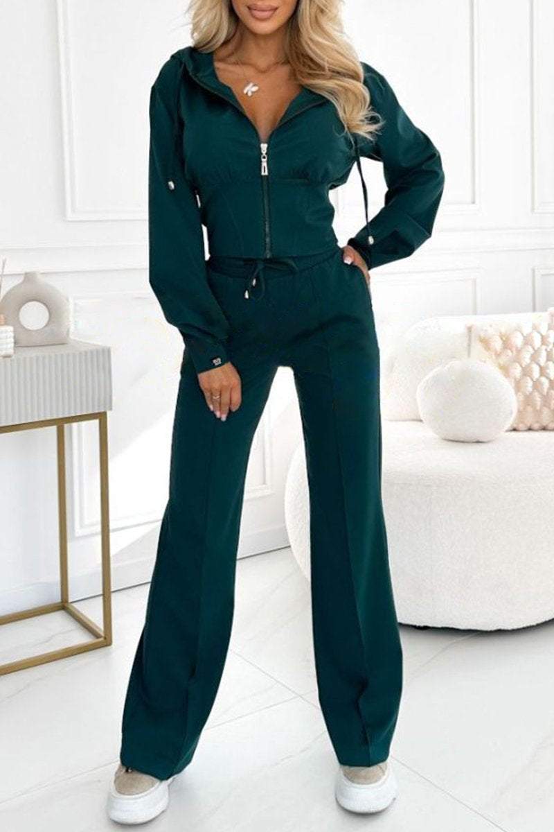 Women's Zip Front Cropped Tracksuit Set Co Ord 4