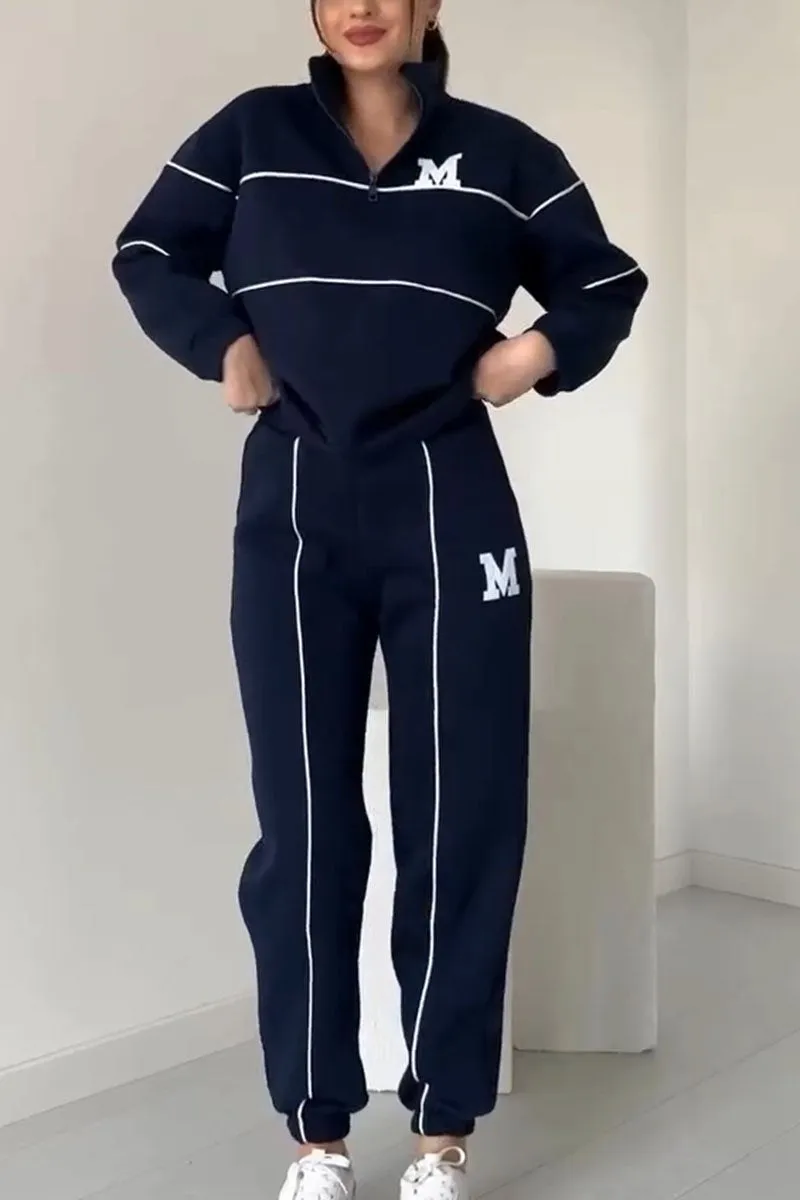 Women's Funnel Neck Piped Tracksuit Set 3