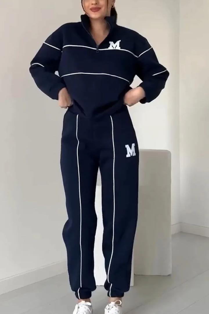 Women's Funnel Neck Piped Tracksuit Set 3