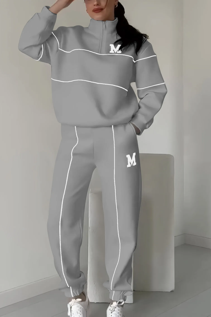 Women's Funnel Neck Piped Tracksuit Set 1
