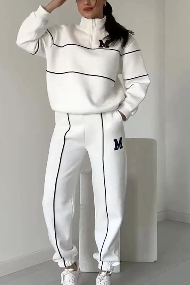 Women's Funnel Neck Piped Tracksuit Set 2