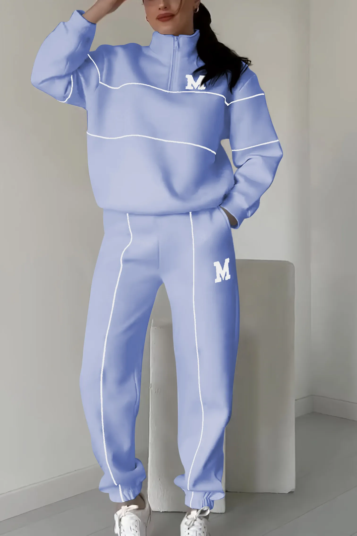 Women's Funnel Neck Piped Tracksuit Set 5