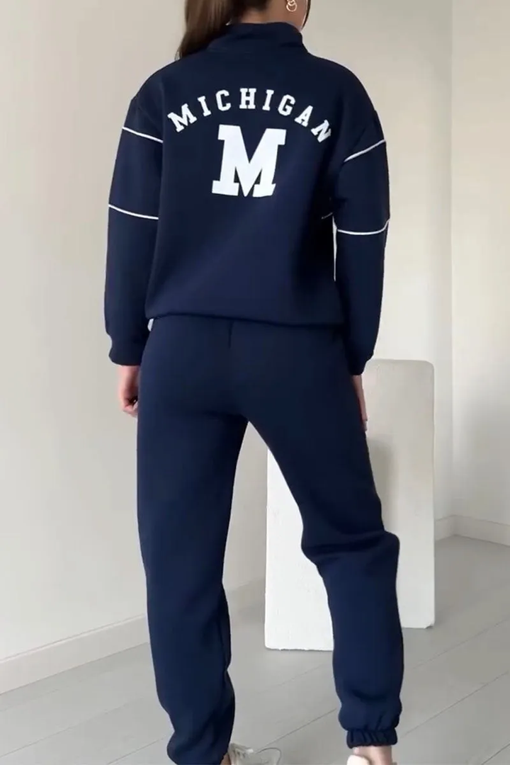 Women's Funnel Neck Piped Tracksuit Set 10