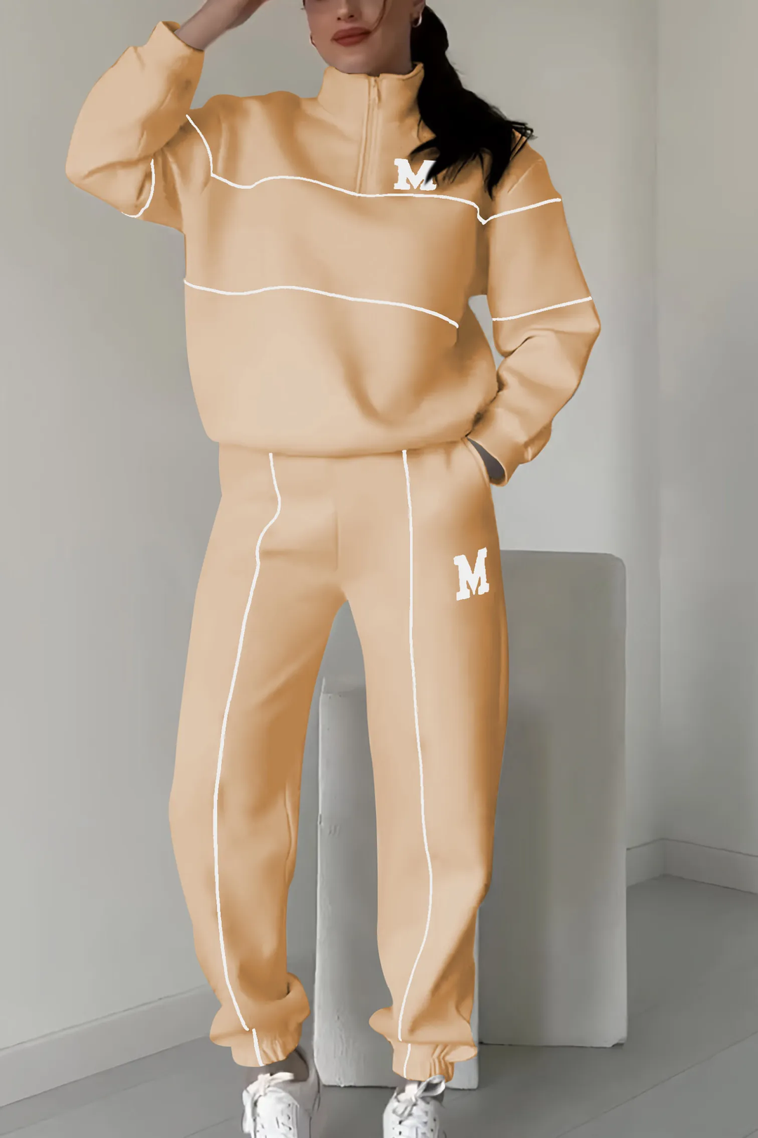 Women's Funnel Neck Piped Tracksuit Set 6