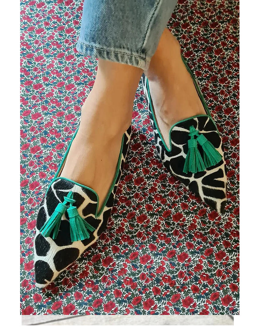 Women's Giraffe Print Tassel Loafers 1