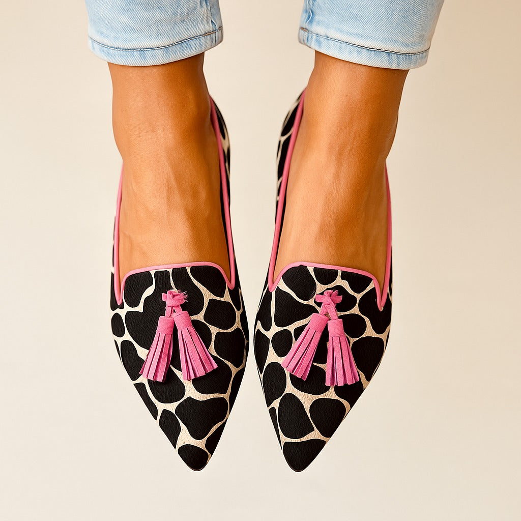 Women's Giraffe Print Tassel Loafers 2