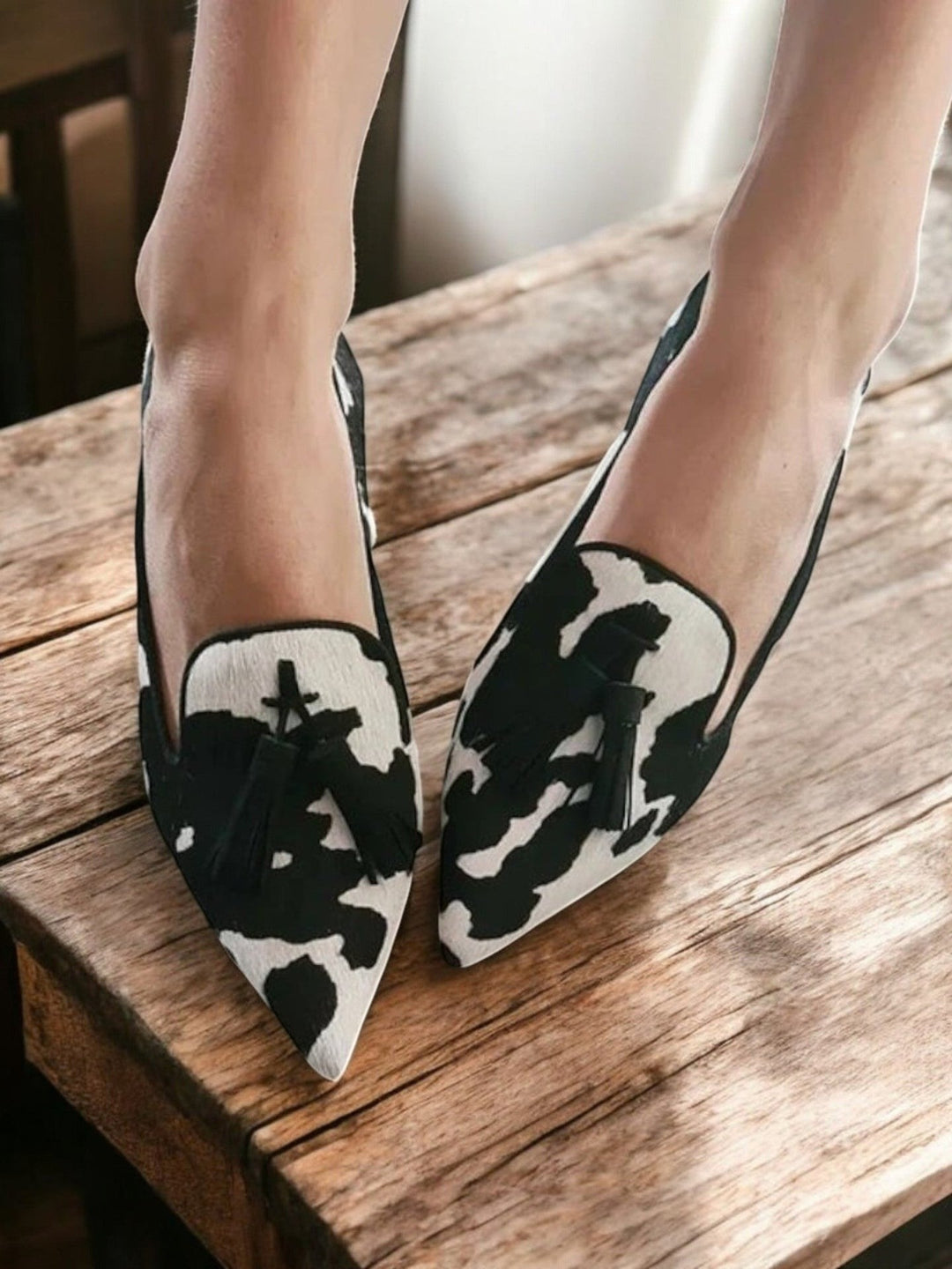 Women's Giraffe Print Tassel Loafers 3