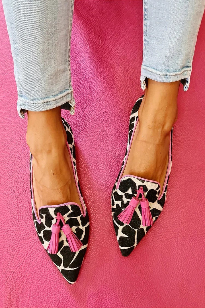 Women's Giraffe Print Tassel Loafers 4