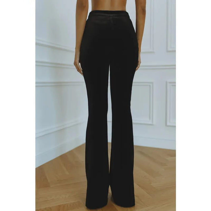 Women's Velvet Blazer Flared Trouser Suit Co Ord 10