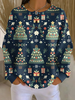 Octavia | Women's Navy Print Christmas Jumper