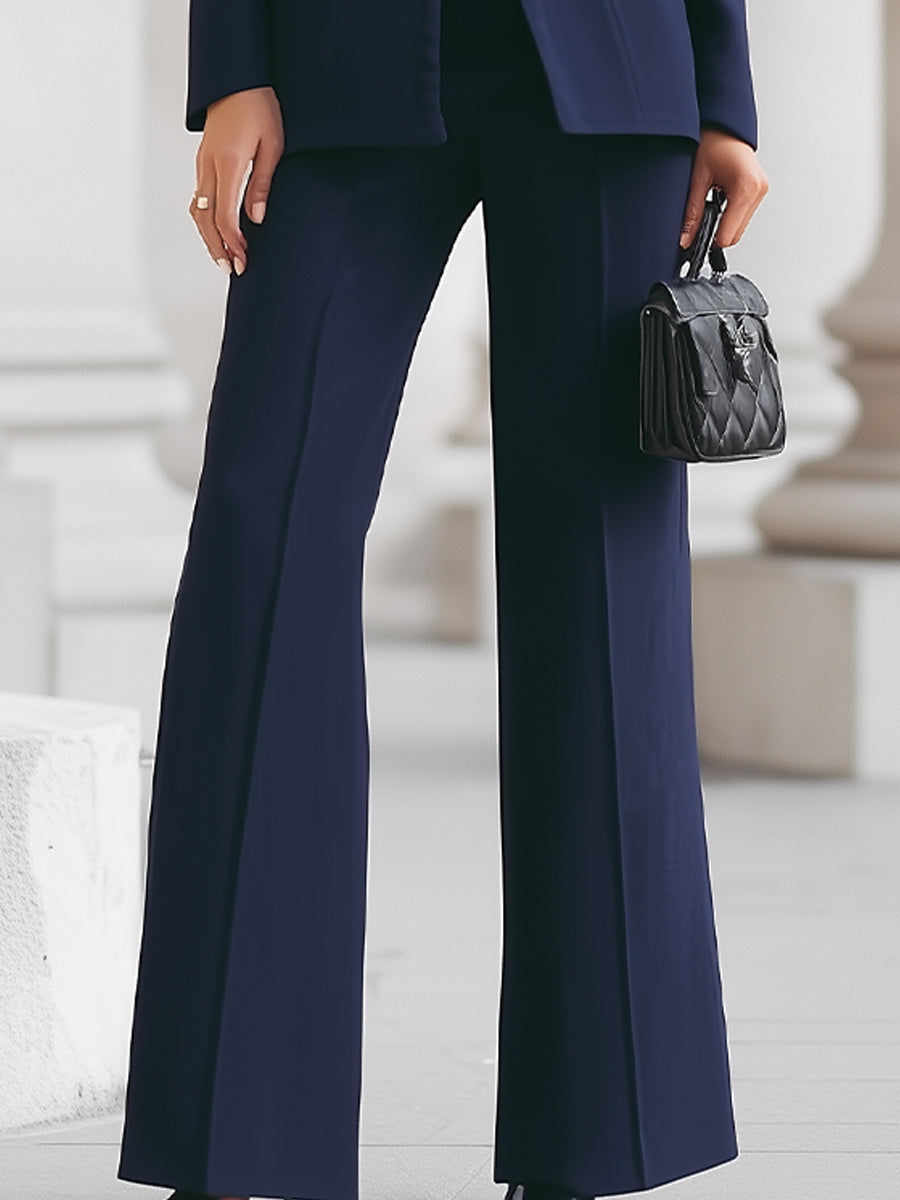 Women's Stand Collar Blazer Flared Trouser Suit Co Ord 7