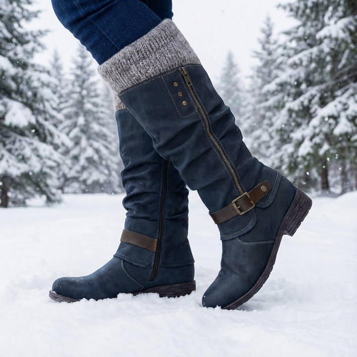 Leah | Women's Fleece Orthopedic Knee High Heel Boots