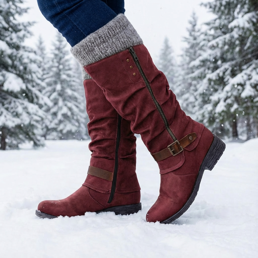 Leah | Women's Fleece Orthopedic Knee High Heel Boots