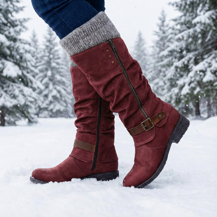 Leah | Women's Fleece Orthopedic Knee High Heel Boots