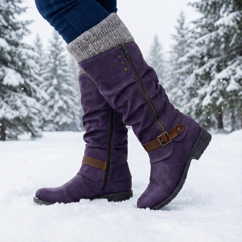 Leah | Women's Fleece Orthopedic Knee High Heel Boots