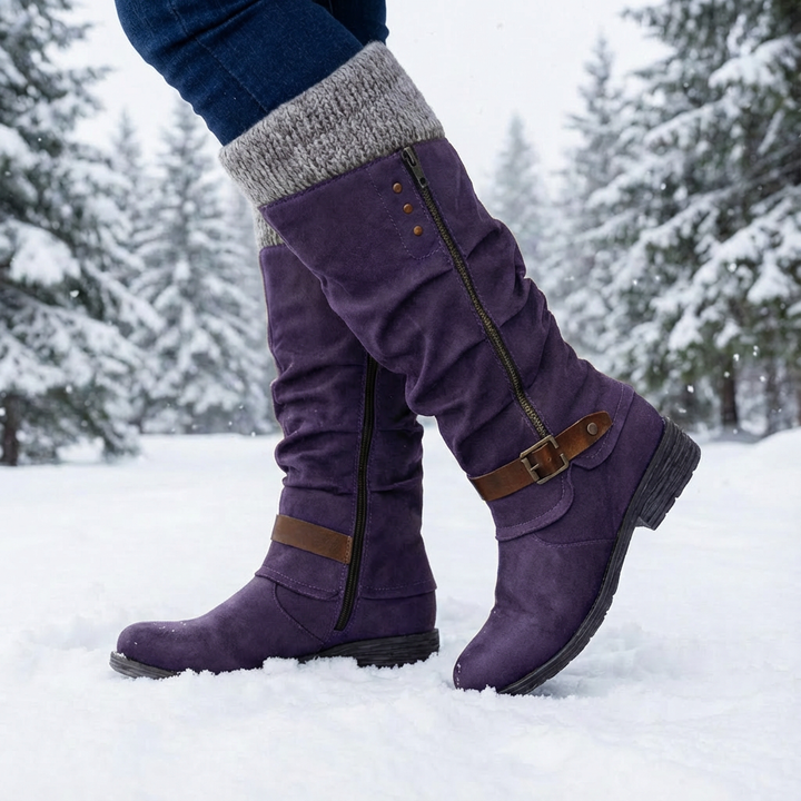 Leah | Women's Fleece Orthopedic Knee High Heel Boots