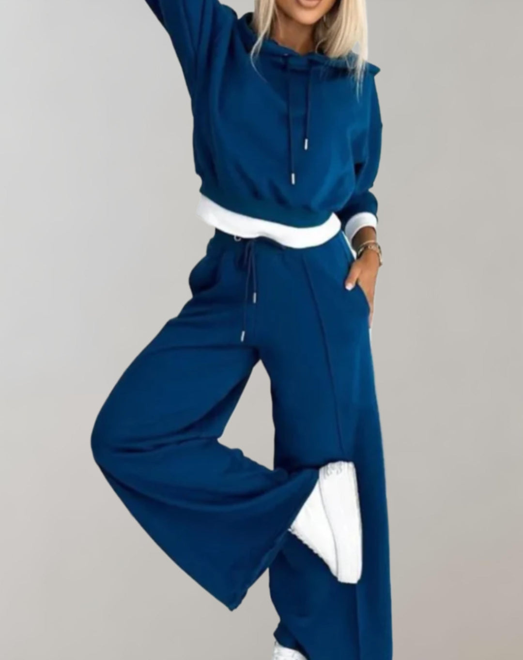 Women's Cropped Hoodie Wide Leg Tracksuit Set 4