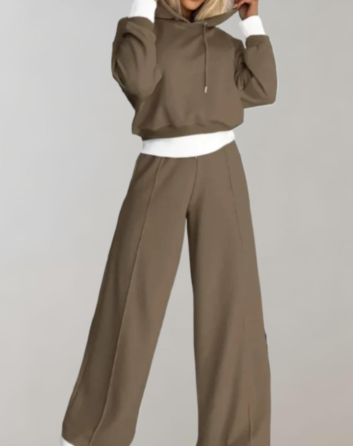 Women's Cropped Hoodie Wide Leg Tracksuit Set 5