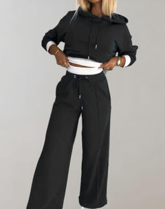 Kerry | Women's Cropped Hoodie Wide Leg Tracksuit Set