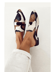 Lorna | Women's Cow Print Pointed Toe Loafers