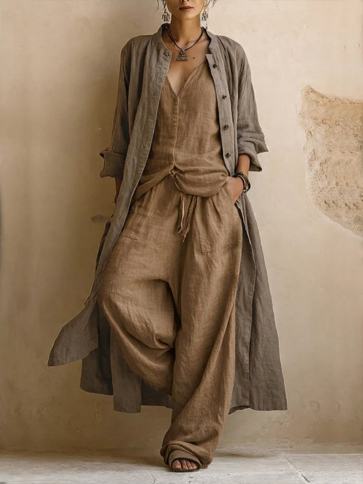 Fionnait | Boho Three-Piece Set with Long Cardigan