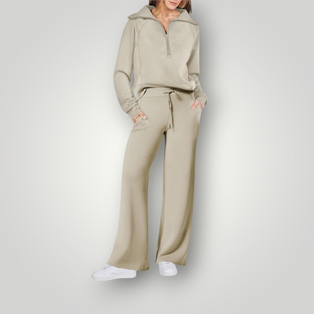 Women's Half Zip Wide Leg Tracksuit Set Co Ord 4
