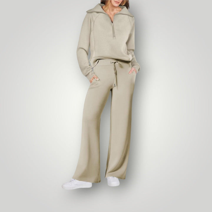 Women's Half Zip Wide Leg Tracksuit Set Co Ord 4