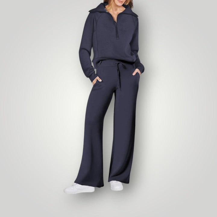 Women's Half Zip Wide Leg Tracksuit Set Co Ord 5