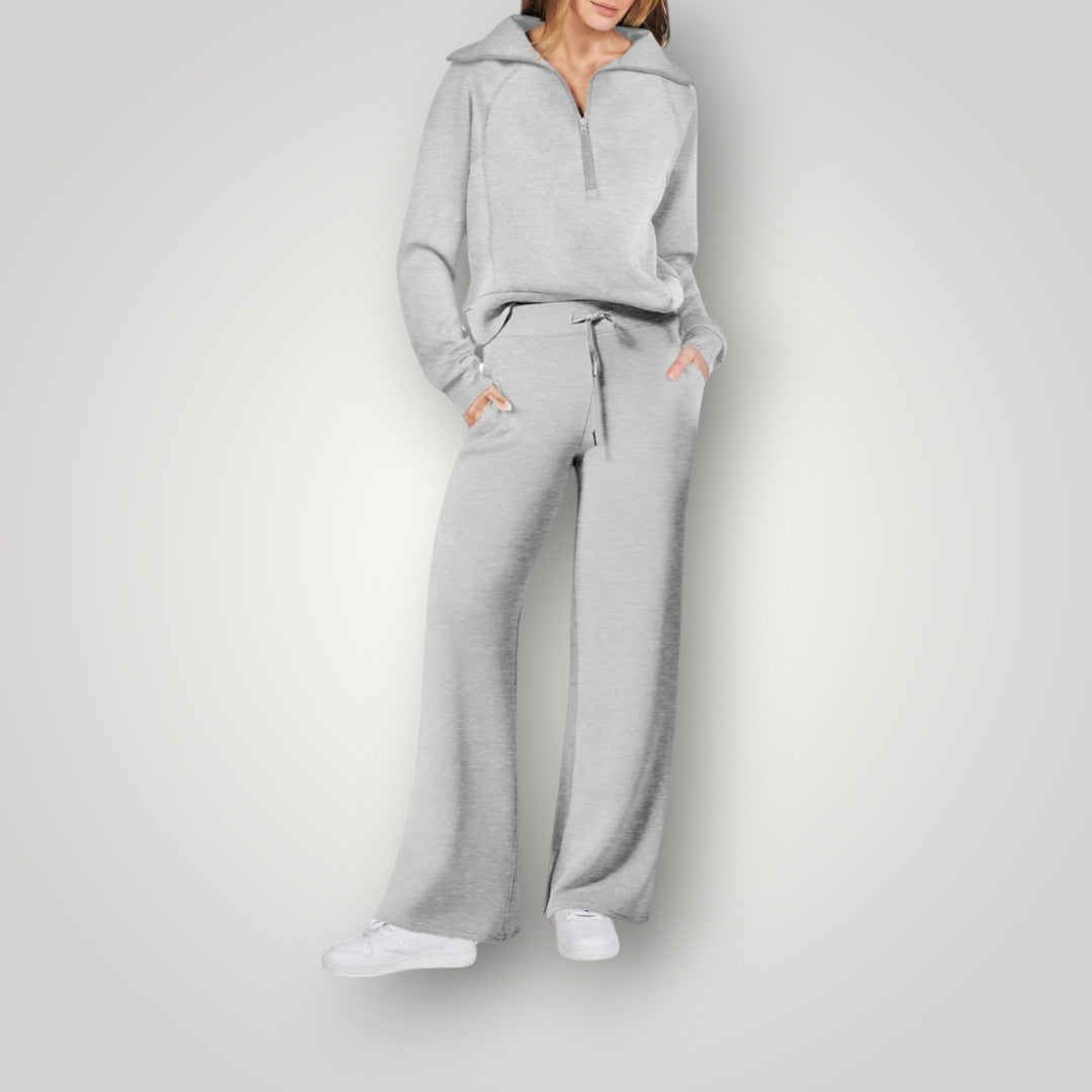 Women's Half Zip Wide Leg Tracksuit Set Co Ord 6