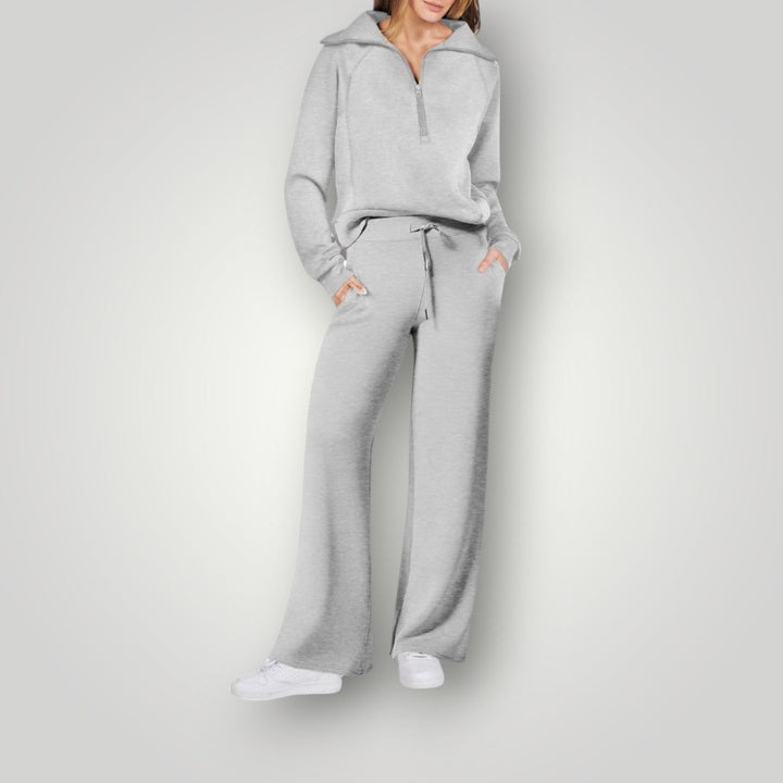 Women's Half Zip Wide Leg Tracksuit Set Co Ord 6