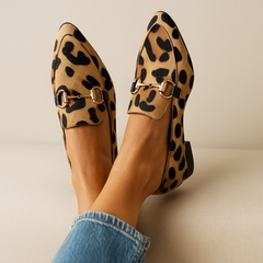 Fidelma | Women's Leopard Print Buckle Loafers