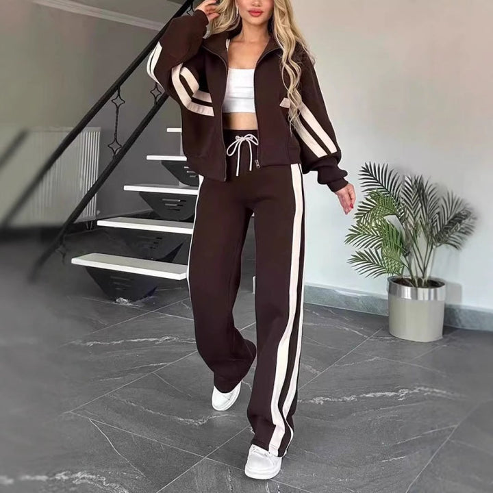 Women's Contrast Stripe Zip Up Tracksuit Set 8