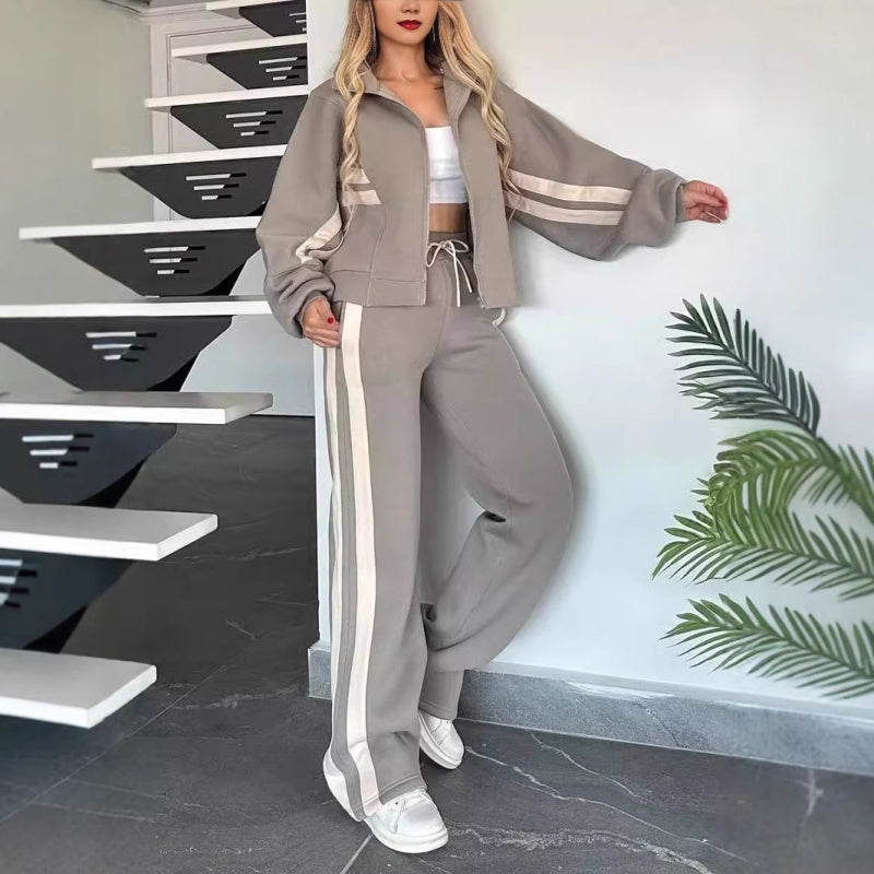 Women's Contrast Stripe Zip Up Tracksuit Set 6